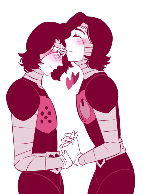 &lt;3 better_version_at_source blush boss_monster clothed clothing digital_media_(artwork) duo girly hair humanoid machine male male/male mettaton not_furry robot selfcest simple_background smile square_crossover undertale unknown_artist video_games