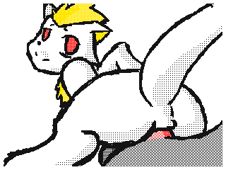 2016 anal anal_penetration animated blonde_hair dragon duo erection faceless flipnote flipnote_studio fur hair looking_back loop low_res lxander191 male male/male penetration penis red_eyes simple_background solo_focus tapering_penis white_background white_fur