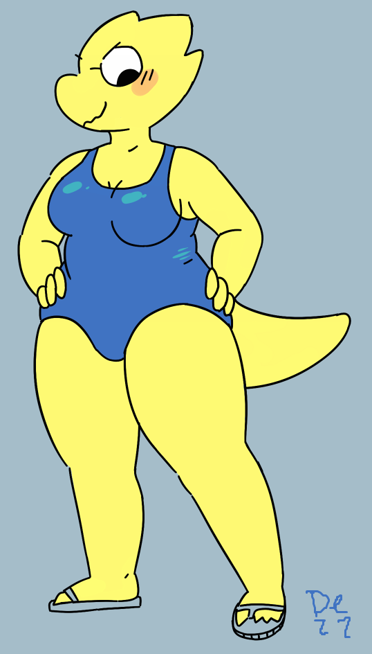 2016 alphys breasts clothing dezz female lizard one-piece_swimsuit reptile scalie simple_background swimsuit undertale video_games