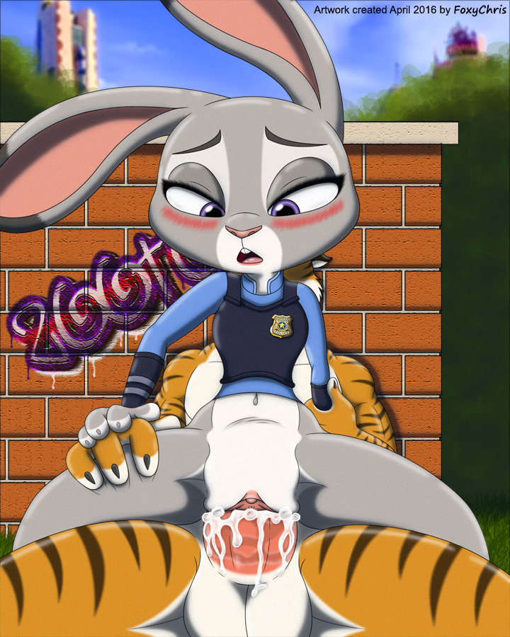 2016 anthro balls cum cum_in_pussy cum_inside disney duo erection feline female foxychris judy_hopps lagomorph male mammal penetration penis pussy rabbit sex tiger vaginal vaginal_penetration zootopia