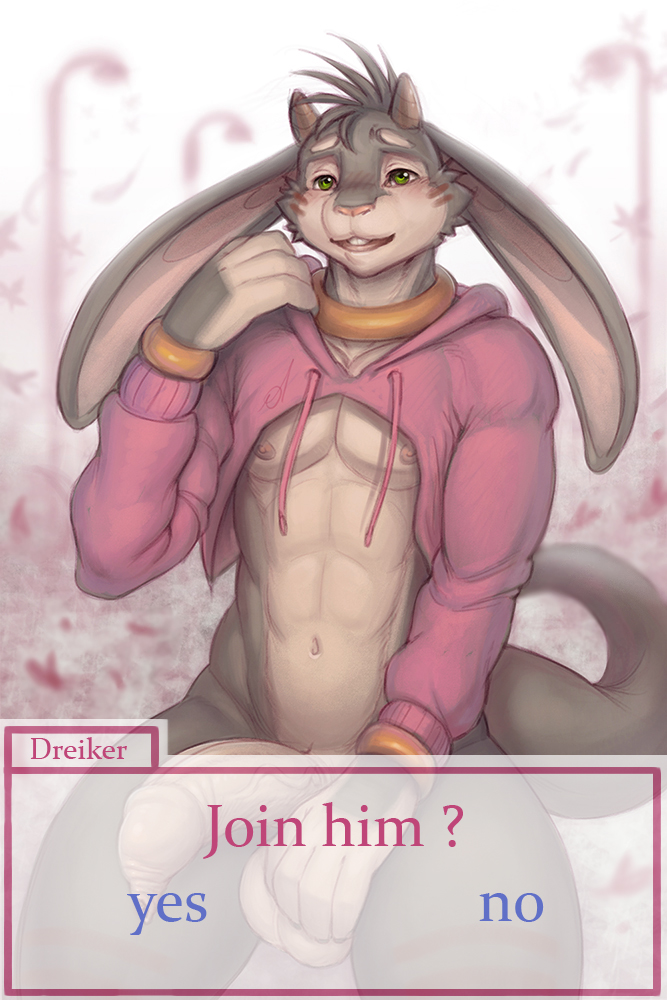 abs anthro balls bottomless clothed clothing dreiker foreskin half-erect hoodie lagomorph long_foreskin male mammal meme mostly_nude nipples penis rabbit solo twitter_hoodie uncut unretracted_foreskin