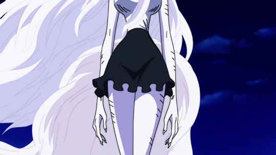 1girl :3 alternate_form animal_ears animated animated_gif black_skirt breasts bunny_ears bunny_tail carrot_(one_piece) curvy female large_breasts long_hair night night_sky one_piece pale_skin skirt sky solo tail very_long_hair wind
