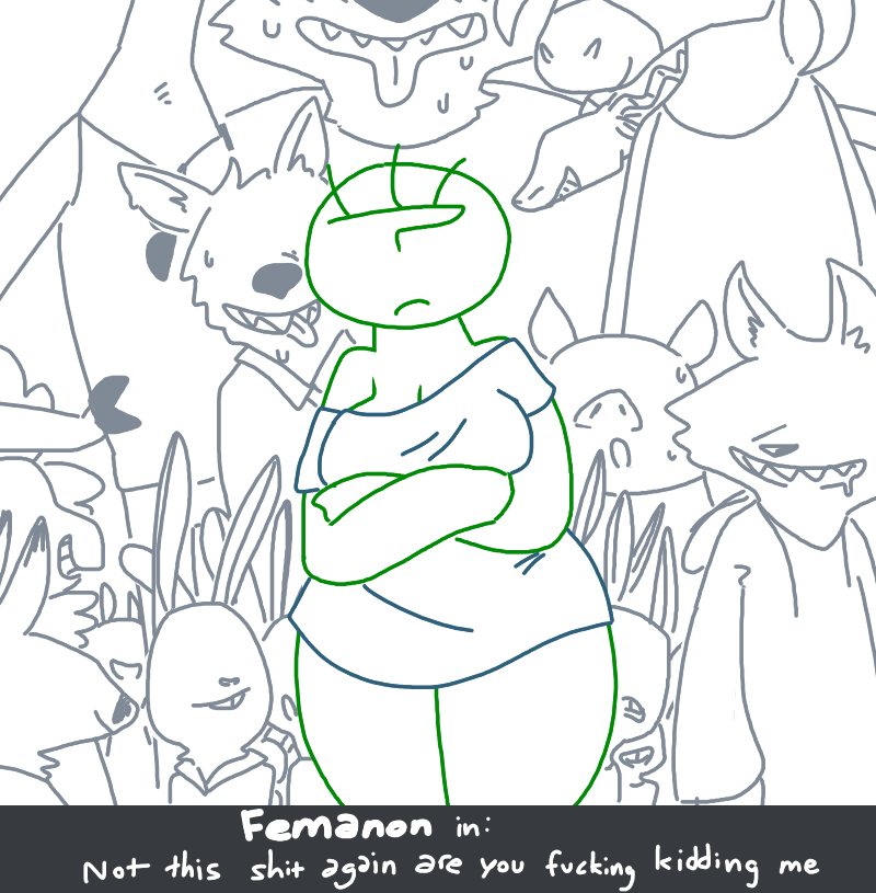 2016 ambiguous_gender anon anthro breasts buckteeth canine clothed clothing digital_media_(artwork) disney english_text fangs female frown group human lagomorph male mammal naughty_face open_mouth panting pig porcine rabbit slightly_chubby suggestive sweat teeth text the_weaver thick_thighs wolf zootopia