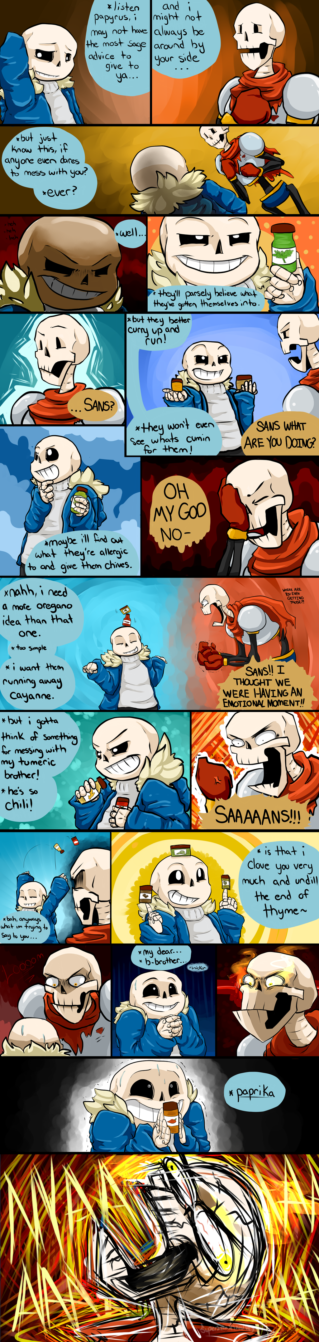 absurd_res angry animated_skeleton armor bone clothing comic fury gloves herbs hi_res hoodie male papyrus_(undertale) sans_(undertale) scarf skeleton spices supersmashwolves undead undertale video_games