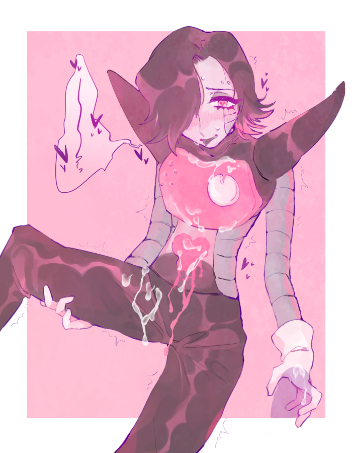 &lt;3 2016 ambiguous_gender clothed clothing cum digital_media_(artwork) hair humanoid machine male mettaton not_furry open_mouth penis robot simple_background smile solo tongue undertale video_games