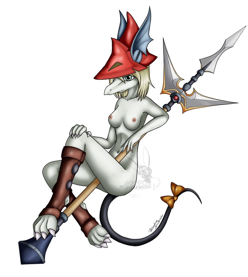 2015 alpha_channel anthro areola blonde_hair blue_eyes breasts burmecian claws clothing english_text female final_fantasy final_fantasy_ix freya_crescent fur grey_fur hair hat legwear looking_at_viewer mammal mancoin melee_weapon mostly_nude navel nipples pink_nipples polearm ribbons rodent signature simple_background smile solo spear square_enix text toe_claws transparent_background video_games watermark weapon white_claws