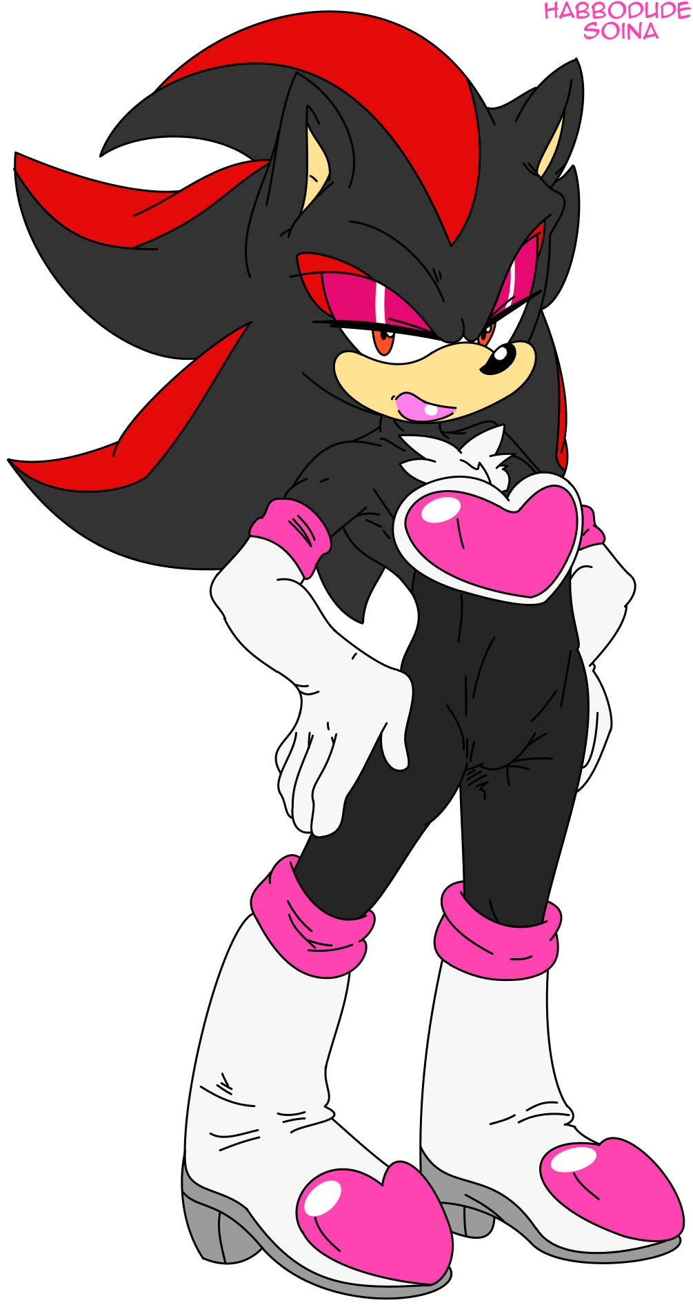 2016 anthro clothed clothing crossdressing habbodude hedgehog male mammal shadow_the_hedgehog soina solo sonic_(series)