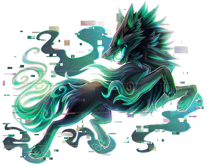 4_fingers 4_toes canine distortion feral fur ghostly glitch green_eyes hair invalid_background kawiku mammal nude open_mouth paws teeth toes wolf