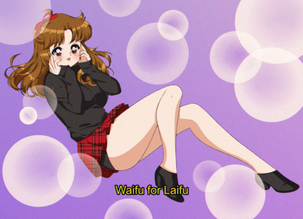 1990s_(style) 1girl ahoge bare_legs black_footwear black_panties black_shirt black_sleeves blunt_bangs blurry boots bow breasts brown_eyes brown_hair bubble commentary commission english_commentary english_text eyelashes fake_screenshot fingernails full_body hair_bow hands_on_own_cheeks hands_on_own_face high_heel_boots high_heels large_breasts light_blush long_hair long_sleeves looking_at_viewer miniskirt nyahallo open_mouth original panties pantyshot parted_bangs plaid plaid_skirt pleated_skirt purple_background red_bow red_skirt retro_artstyle shirt simple_background skirt sleeves_past_wrists smile solo underwear