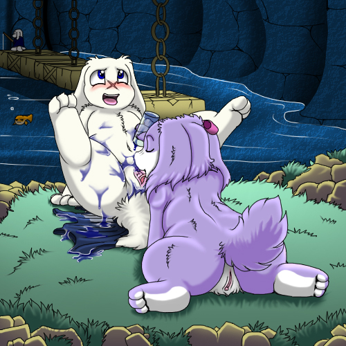 3_toes ambiguous_gender anthro arm_support barefoot big_ears biped blue_eyes blue_shirt blush bow butt cave cave_story chaco chinfish clitoris clothing cunnilingus duo_focus eyes_closed female female/female fish fishing flat_chested fur grass group hindpaw human_genitalia humanoid_pussy jelly kanpachi kitsune_youkai lagomorph legs_up looking_up lying male mammal marine mimiga navel nude on_back on_front open_mouth oral orange_body orange_scales outside paws pink_pussy pink_tongue public purple_fur pussy rabbit rock scales scar sex shirt spread_legs spreading sue_sakamoto teeth toes tongue tongue_out vaginal video_games water white_fur yellow_belly yellow_scales
