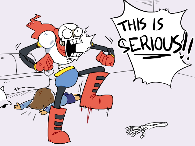 ambiguous_gender angry animated_skeleton annoying_dog_(undertale) armor bone boots brown_hair canine clothed clothing digital_media_(artwork) disembodied_hand dog english_text feral fist footwear fur gloves hair human inside lying male mammal nicktoonsunite on_front open_mouth papyrus_(undertale) parody protagonist_(undertale) scarf skeleton sofa speech_bubble standing stomping teeth text undead undertale video_games white_fur yelling