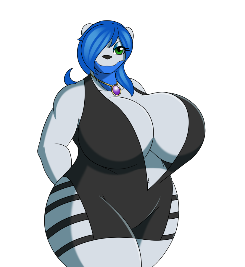 2016 anthro anthrofied bear beartic big_breasts black_nose blue_hair blue_skin breasts clothed clothing fan_character female green_eyes hair half-closed_eyes huge_breasts long_hair mammal navel nintendo pok&eacute;mon pok&eacute;morph simple_background smile solo thick_thighs valentina_rozanova video_games voluptuous white_background wide_hips xehta13