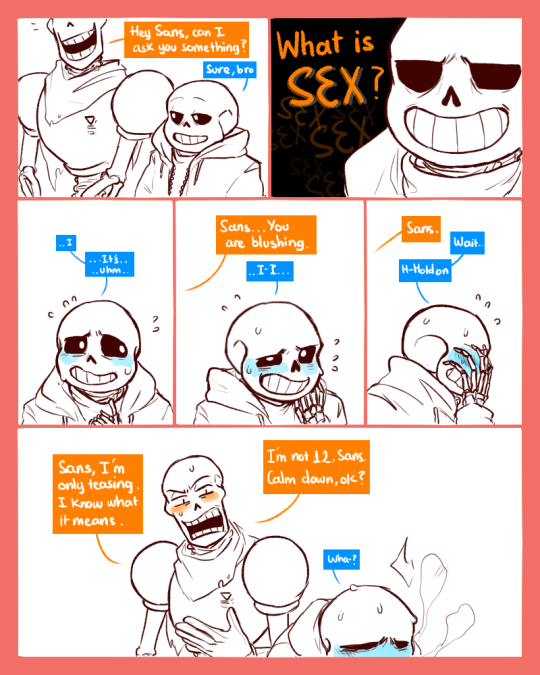 ... 2016 animated_skeleton blush bone clothing comic dialogue english_text male nervous papyrus_(undertale) sans_(undertale) simple_background skeleton sweat text the_talk undead undertale unknown_artist video_games