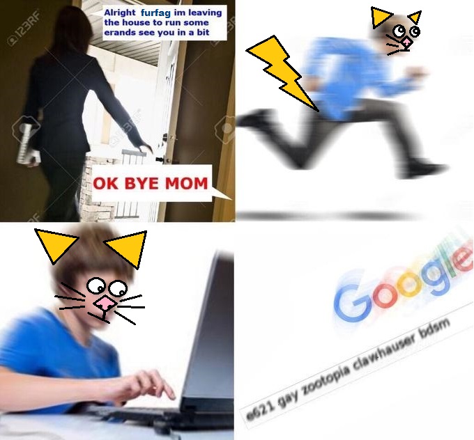 bdsm benjamin_clawhauser blur_effect cat child computer cub dank disney e621 feline female furfag google humor ironic kind_of_furry laptop male mammal meme mother oh_boy ok_bye_mom pansexualpizza parent pikachu_tail safe safesearch_is_off search_bar tags terribly_drawn watermarks young zootopia