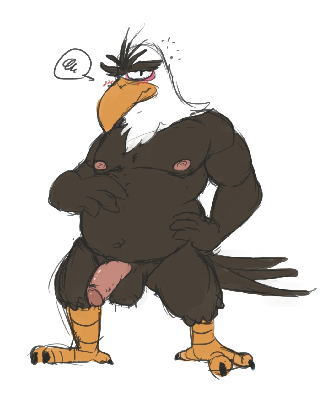 angry_birds anthro avian balls bird eagle humanoid_penis male mighty_eagle penis skoogers solo video_games