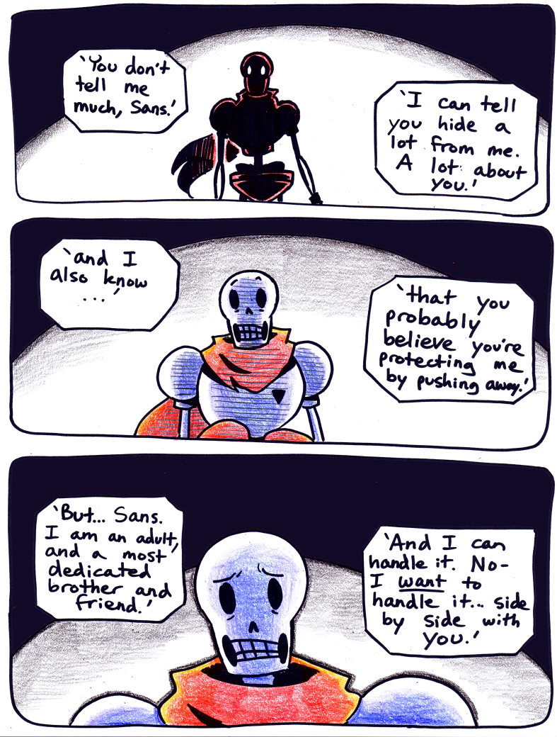 2016 animated_skeleton bone clothing comic dialogue english_text frown gloves loverofpiggies male papyrus_(undertale) scarf skeleton text undead undertale video_games