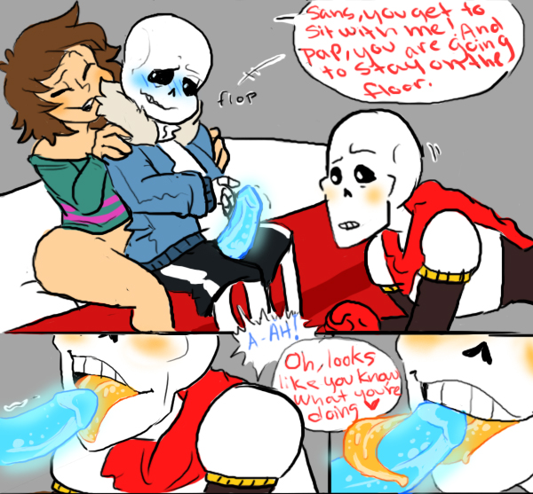 &lt;3 animated_skeleton blush bone clothed clothed_sex clothing comic dialogue english_text fellatio female fontcest human incest magic_penis male male/male mammal nsfwshamecave oral papyrus_(undertale) penis protagonist_(undertale) sans_(undertale) sex skeleton text tongue tongue_out undead undertale video_games