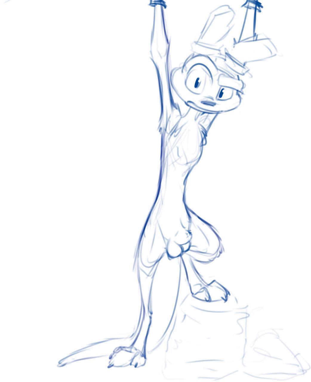 animal_genitalia arched_eyebrow balls daxter digital_drawing_(artwork) digital_media_(artwork) digitigrade front_view fully_sheathed jak_and_daxter looking_at_viewer male mammal monochrome mustelid nude ottsel raised_arm sheath sketch solo stare step_pose weaselgrease