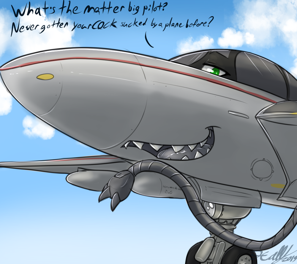 2019 aircraft airplane ambiguous_gender claws digital_media_(artwork) dire_aircraft dire_machine english_text f-14 green_eyes grey_body jet landing_gear living_aircraft living_machine machine meme metallic_body not_furry open_mouth outside sharp_teeth sky solo teeth tentacles text tongue vehicle xilrayne