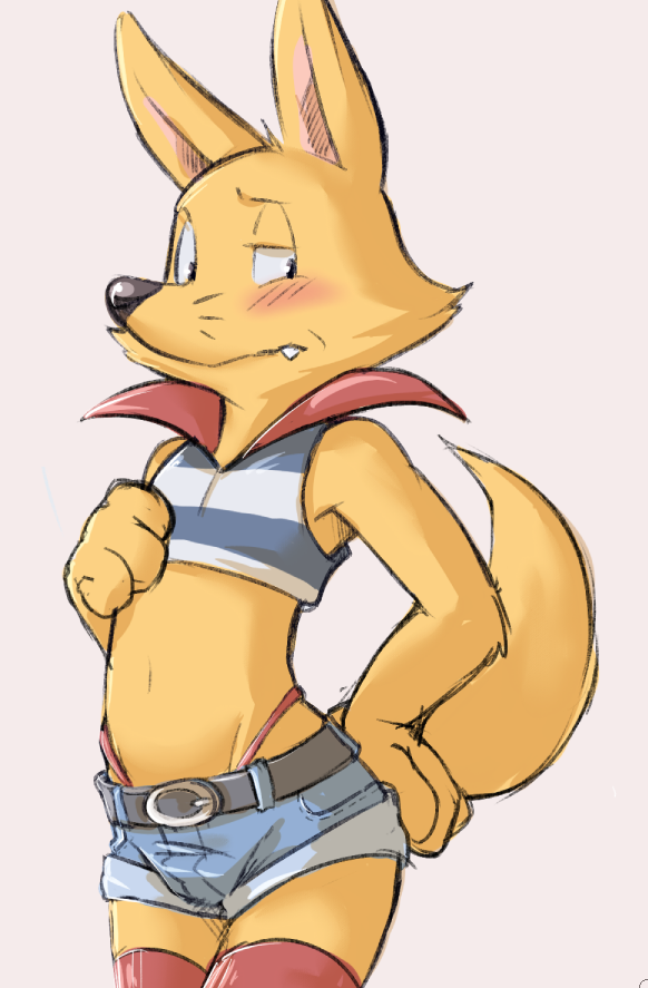 anthro canine clothing dandi fox kaiketsu_zorori male mammal midriff shorts solo zorori