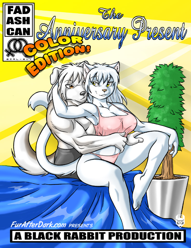 ! animal_tail anthro bed black_nose breasts canine claws cleavage clothed clothing digital_media_(artwork) dog duo english_text eyebrows eyelashes female fur furafterdark hair male male/female mammal max_blackrabbit muscular plant shirt shorts simple_background sitting tank_top text tree underwear white_fur white_hair white_sclera wolf yellow_background yellow_eyes