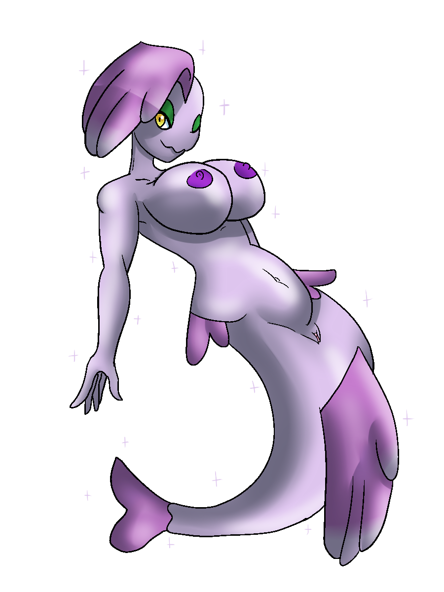 2016 5_fingers alomomola alpha_channel anthro anthrofied belly big_breasts breasts female fish hair half-closed_eyes huge_breasts looking_at_viewer marine navel nintendo nipples nude one_eye_closed pok&eacute;mon pok&eacute;morph purple_hair purple_nipples purple_skin pussy simple_background smile solo transparent_background video_games wink yellow_eyes yoshimister_(artist)