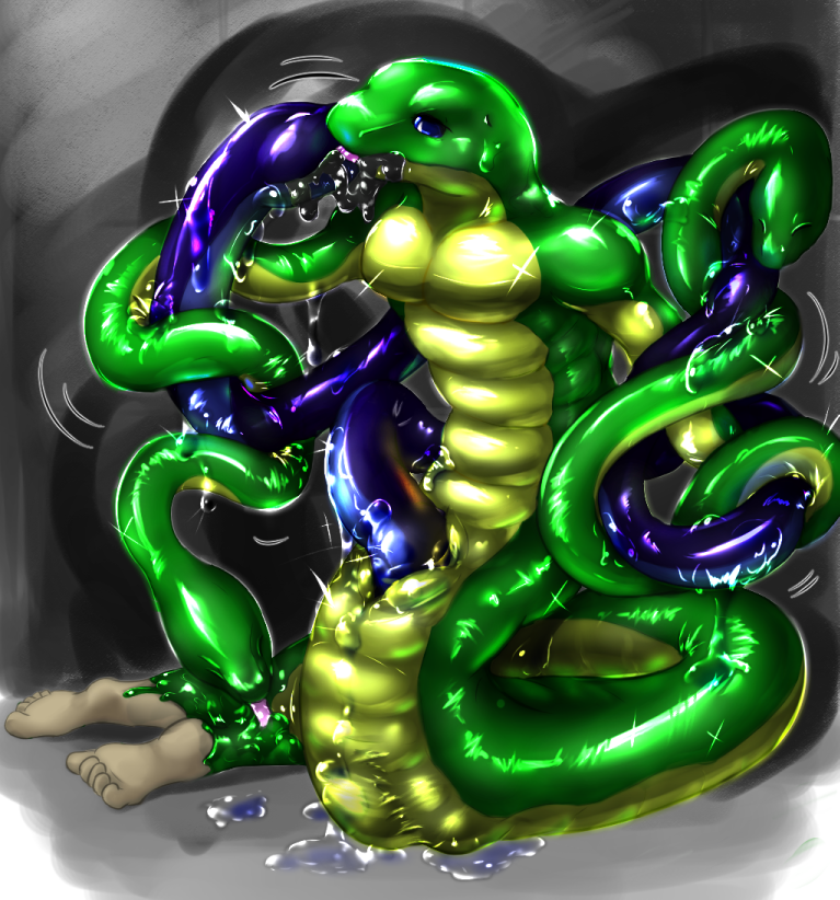 human male mammal naga reptile rubber scalie snake snake_arms snake_penis tiranmaster tonde transformation