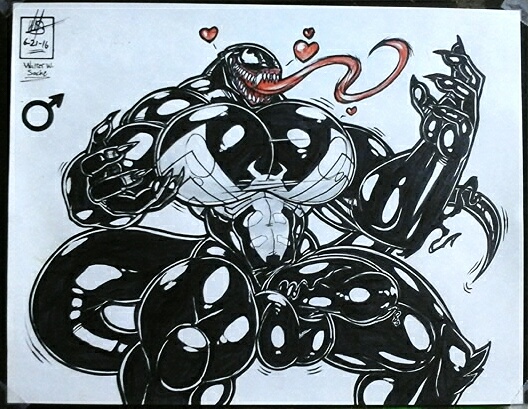 &lt;3 2016 alien athletic balls big_balls big_breasts big_penis breasts erect_nipples goo humanoid long_tounge male marvel muscular nipples penis scetch sharp_teeth spider-man_(series) symbiote teeth tongue venom walter_sache