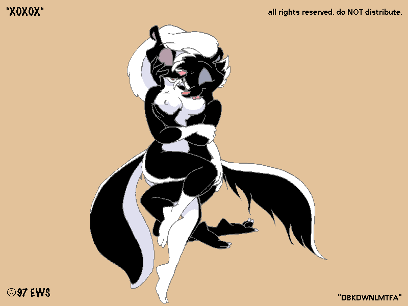 anthro breast_lick breasts eric_schwartz female female/female hug licking mammal nude skunk stacey tongue tongue_out tracey