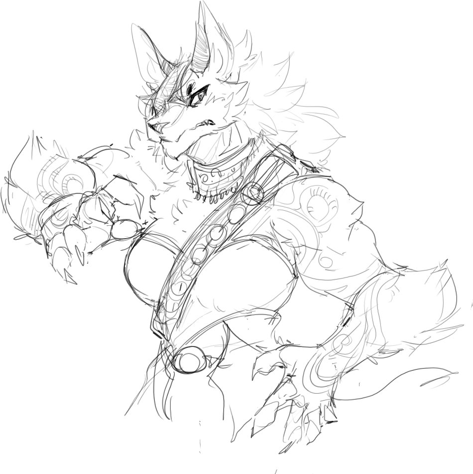 2019 alternate_species angry anthro arm_tuft breasts canid canine canis chest_tuft claws cleavage clothed clothing dress female fire_emblem fur furrification guoh hair half-length_portrait headband jewelry laguz mammal monochrome muscular muscular_female nailah_(fire_emblem) necklace nintendo portrait sharp_teeth simple_background sketch solo tattoo teeth tuft video_games white_background wolf