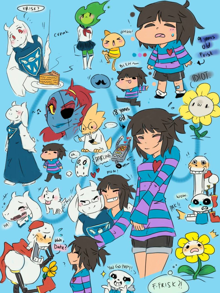 &lt;3 :&lt; age alphys bone cake canine caprine child clothing dog elemental eye_patch eyewear fire_elemental fish flower flowey_the_flower food fuku_fire goat human mammal marine mettaton monster monster_kid napstablook papyrus plant protagonist_(undertale) sans servantofpsychotic skeleton skip tongue tongue_out toriel undertale undyne video_games young