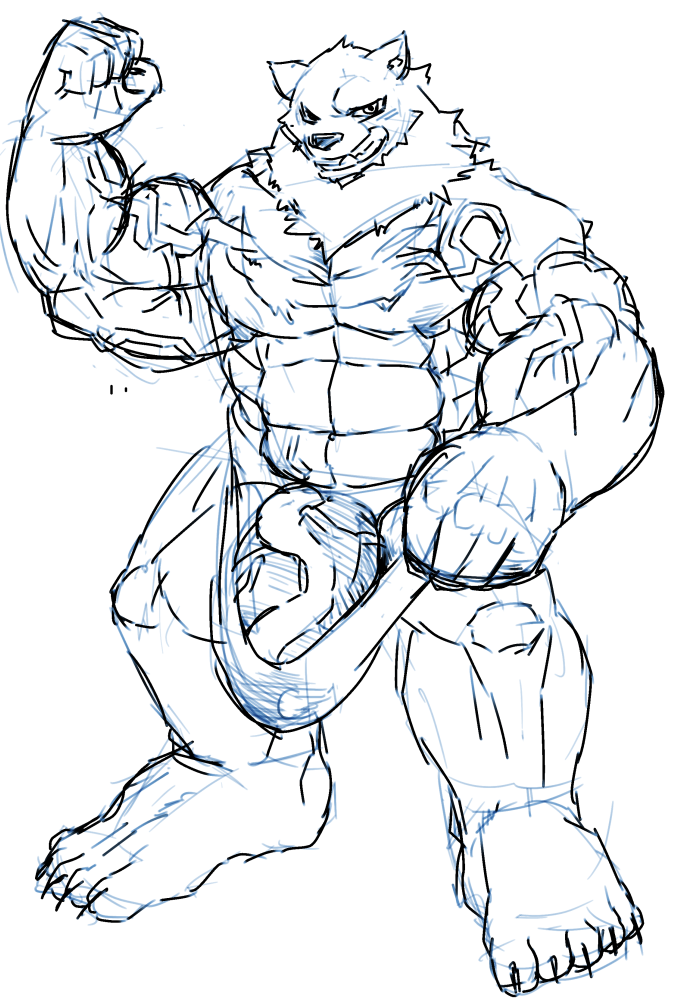 abs anthro athletic balls bear biceps big_penis bulge clothing erect_nipples flacid_penis fur hatake hyper hyper_penis looking_at_viewer male mammal muscular nipples penis pose sketch smile solo underwear