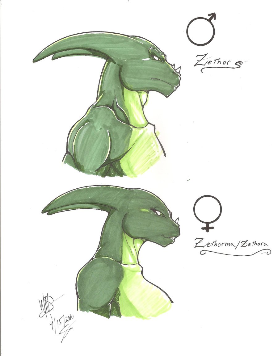 2010 alien anthro athletic bust_(disambiguation) female invalid_tag male profile reptile scalie sibling twins walter_sache zethor_(wsache) zethorma_(wsache)