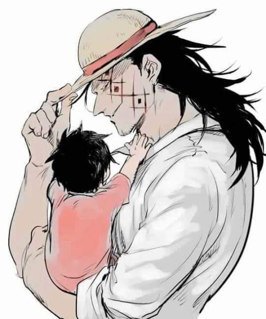 1boy family father_and_son male_focus monkey_d_dragon monkey_d_luffy multiple_boys one_piece straw_hat tattoo time_paradox younger