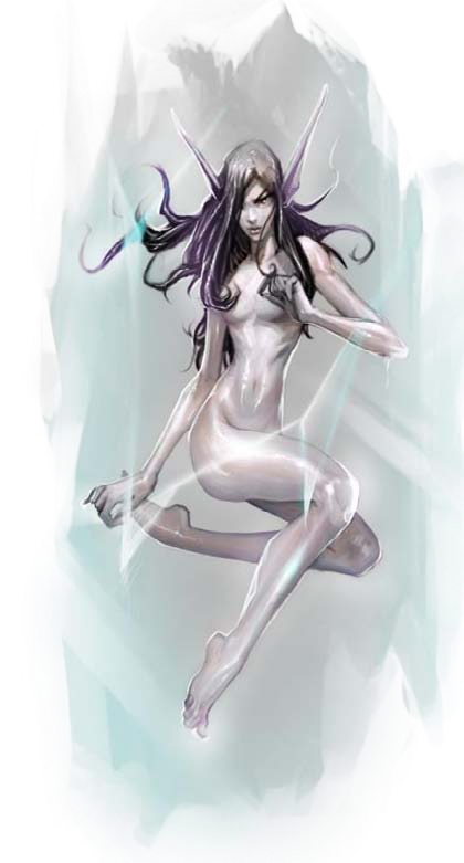 barefoot female nude nymph official_art paizo pale_skin pathfinder pointy_ears unknown_artist