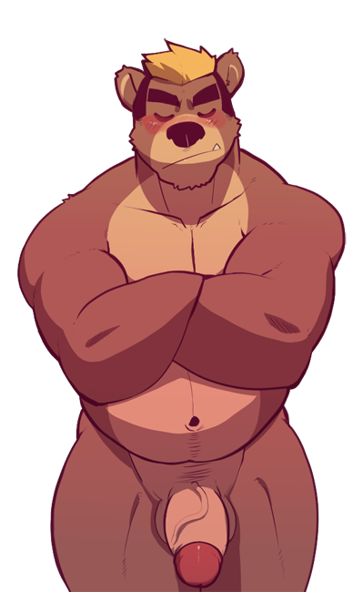 alpha_channel anthro balls bear belly biceps big_muscles big_penis blush bruin cm crossed_arms cursedmarked dynewulf eyes_closed humanoid_penis male mammal manly mature_male muscular muscular_male navel nude pecs penis simple_background solo transparent_background