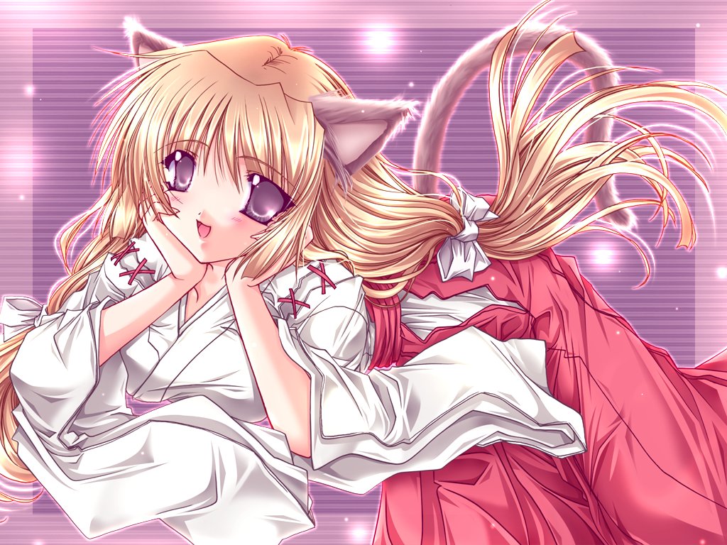 animal_ears catgirl japanese_clothes miko tagme