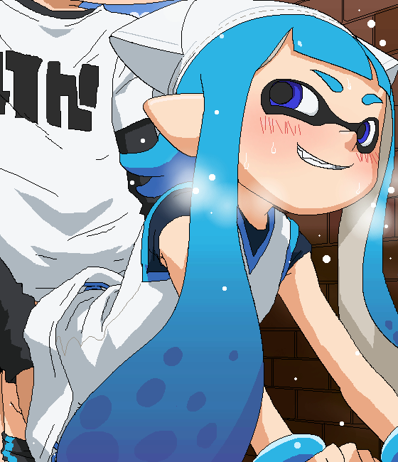 blue_eyes cephalopod cosplay ika_musume marine nintendo smile splatoon squid video_games white_hat