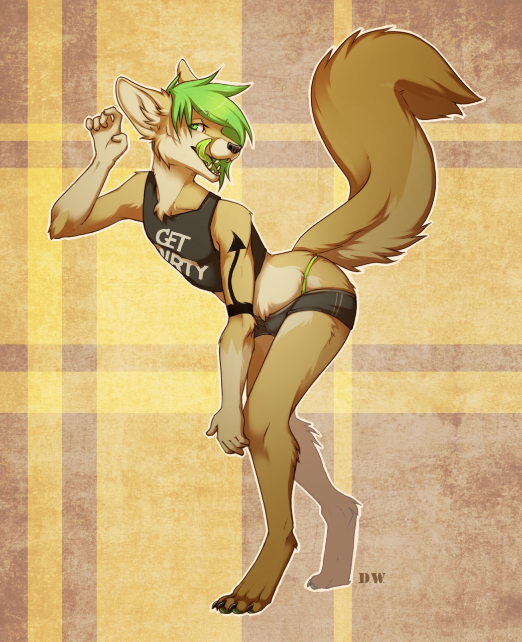 anthro bulge canine clothed clothing crossdressing diesel_wiesel fangs fennec fox fur girly hair looking_at_viewer male mammal open_mouth panties simple_background smile solo standing teeth tight_clothing tongue tongue_out underwear