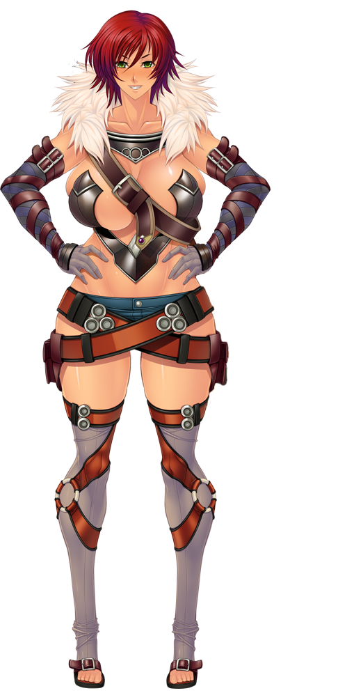 asagiri ayes bellona_seianus breasts female green_eyes large_breasts lilith-soft onna_kentoushi_minerva_monster_colosseum red_hair solo warrior