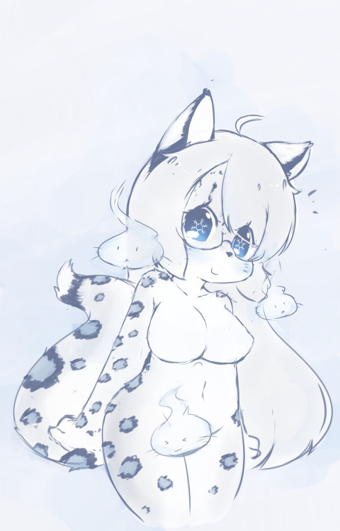 breasts feline female kanel leopard mammal nude simple_background snow_leopard