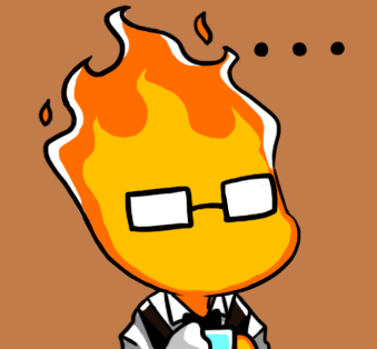 1boy bow bowtie brown_background chibi cleaning cup drinking_glass fire glasses grillby gyate_gyate lowres male_focus rag shot_glass simple_background solo undertale upper_body vest yaruky