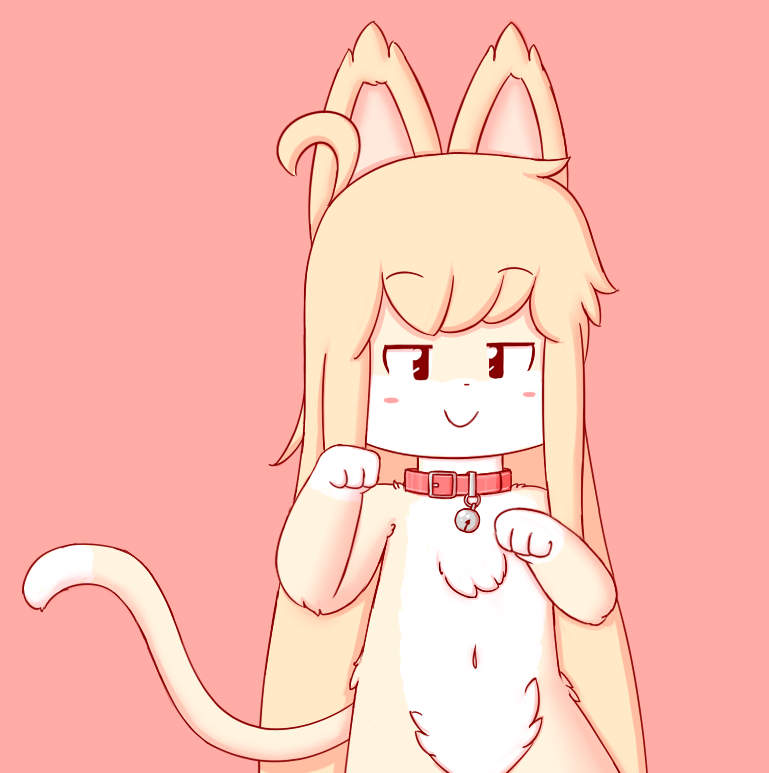 bell bell_collar black_eyes blonde_hair blush cat cat_collar chabooey collar feline female fur hair looking_at_viewer mammal simple_background smile solo