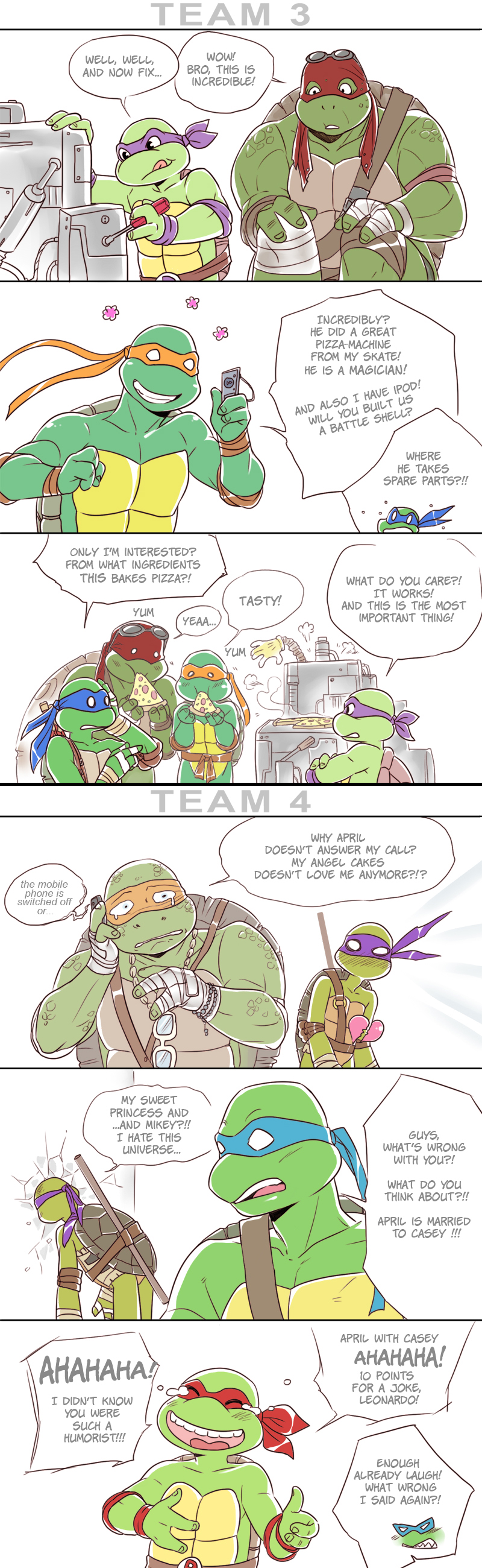 &lt;3 donatello_(tmnt) food leonardo_(tmnt) linart machine michelangelo_(tmnt) pizza raphael_(tmnt) reptile scalie screwdriver teenage_mutant_ninja_turtles tmnt_1987 tmnt_2003 tmnt_2012 tmnt_2014 tools turtle