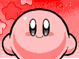 alien animated blush dancing happy kirby kirby_(series) looking_at_viewer low_res male nintendo open_mouth pink_body smile solo unknown_artist video_games waddling_head