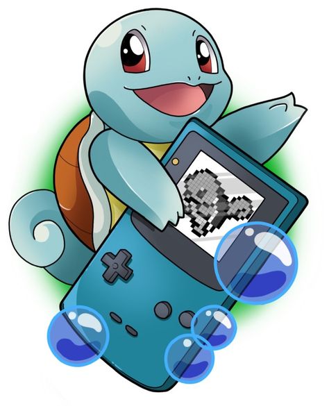 artist_request bubble creatures_(company) game_boy game_freak gen_1_pokemon handheld_game_console holding looking_at_viewer nintendo no_humans pixelated pokemon pokemon_(creature) pokemon_(game) pokemon_rgby red_eyes screen shell simple_background source_request squirtle white_background