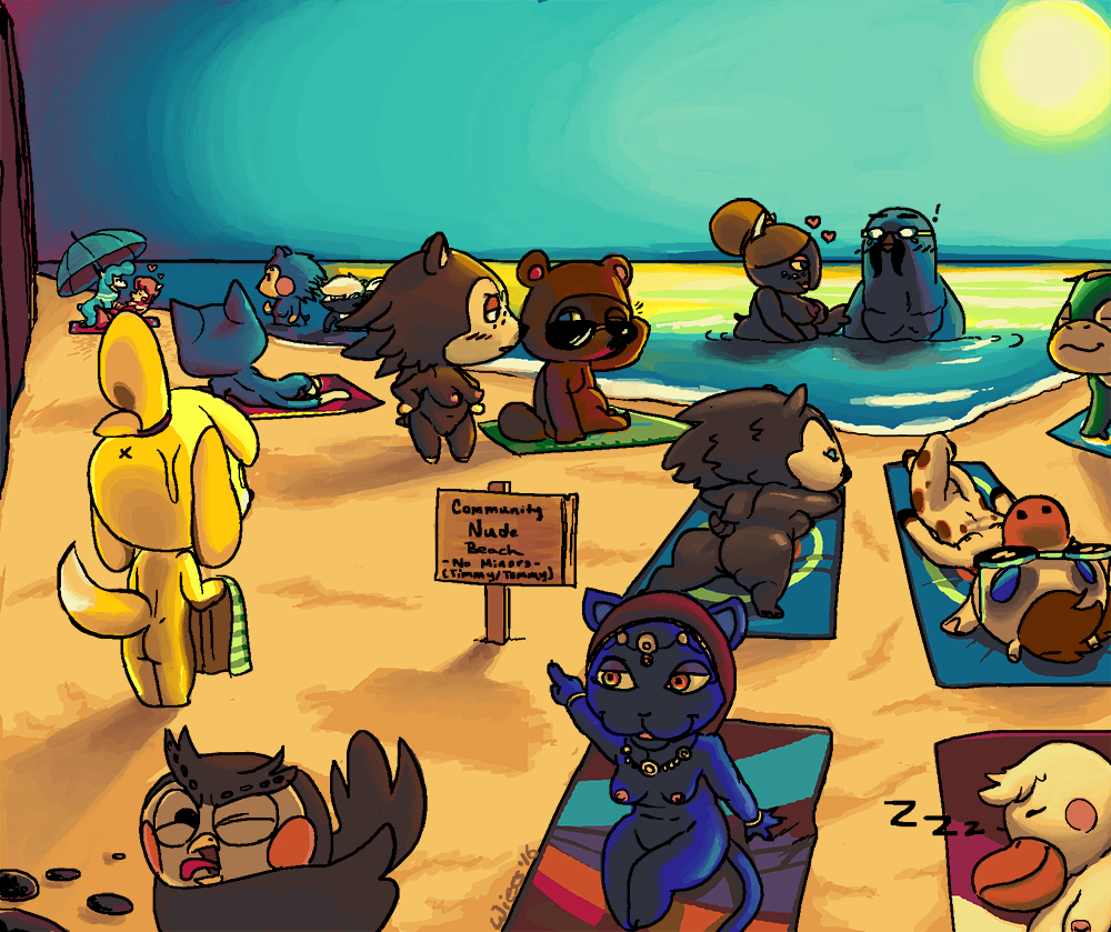 &lt;3 animal_crossing beach blathers_(animal_crossing) blush breast_squish breasts brewster_(animal_crossing) butt cyrus_(animal_crossing) disgusted eyewear female gracie_(animal_crossing) isabelle_(animal_crossing) kapp'n_(animal_crossing) katrina_(animal_crossing) kicks_(animal_crossing) labelle_(animal_crossing) lounging luna_(animal_crossing) lying mable_(animal_crossing) male male/female nintendo nude one_eye_closed pelly_(animal_crossing) penis pointing pussy reese_(animal_crossing) rover_(animal_crossing) sable_(animal_crossing) sand seaside sex sign skinny_dipping sky sleeping stage_fright sun sunglasses sweat tom_nook_(animal_crossing) towel umbrella video_games voluptuous voyeur water wiess_(artist) wink