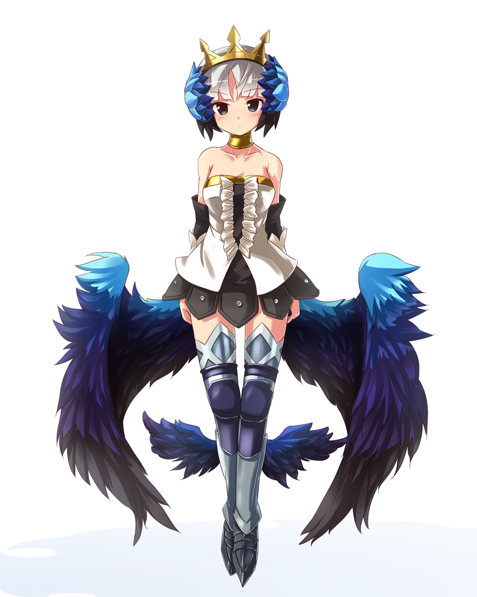 bare_shoulders gwendolyn highres looking_at_viewer odin_sphere ryogo short_hair simple_background solo white_background wings