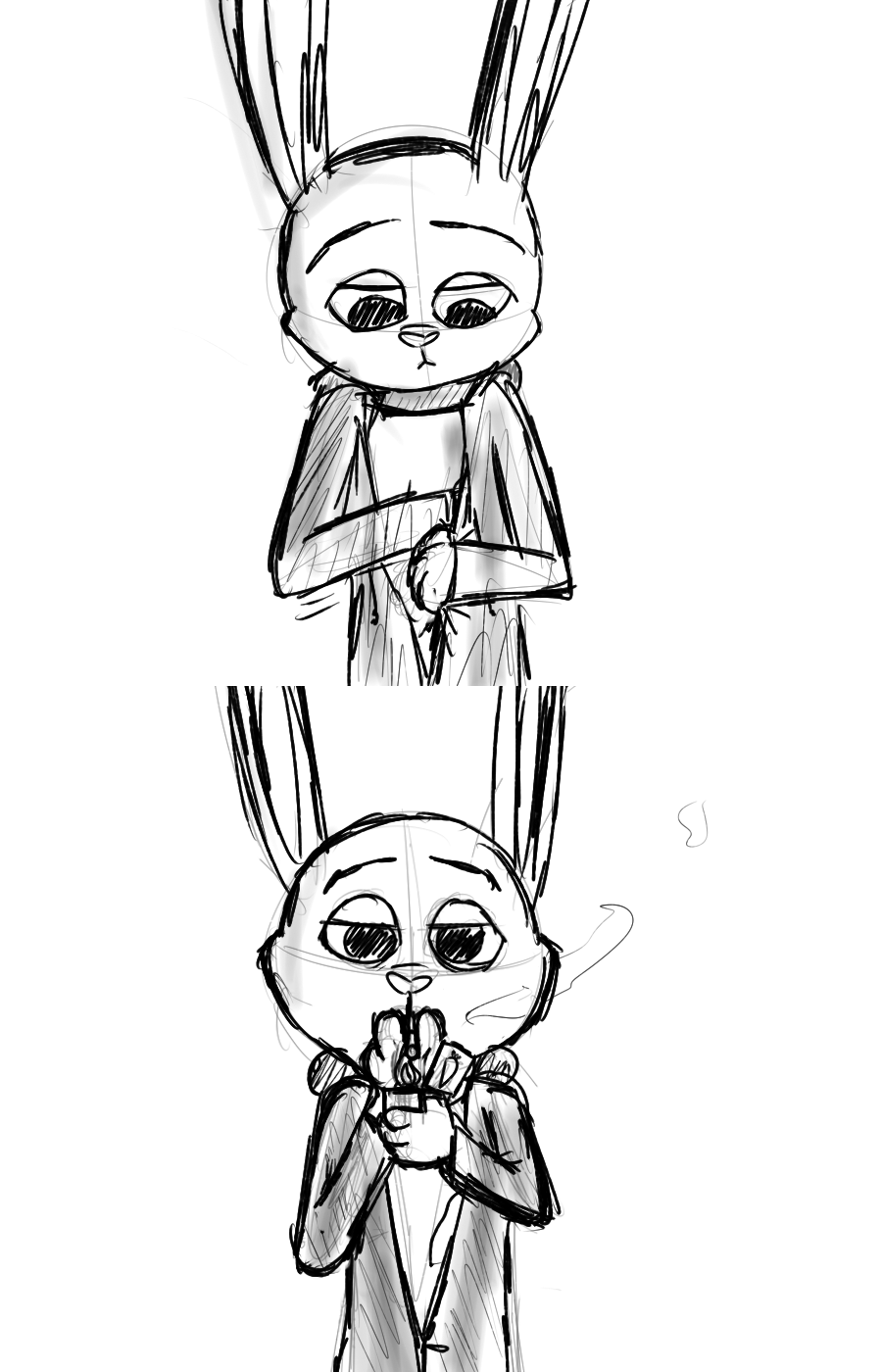 2016 anthro comic disney female humantrashmachine judy_hopps lagomorph mammal rabbit smoking zootopia