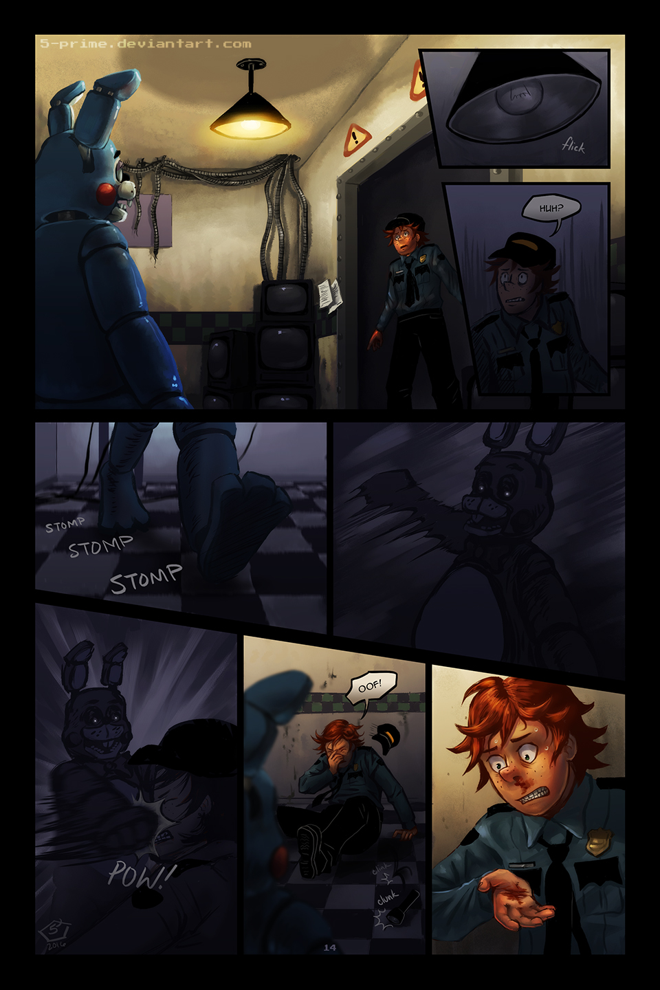 2016 5-prime animatronic anthro comic digital_media_(artwork) english_text five_nights_at_freddy's five_nights_at_freddy's_2 glowing glowing_eyes hi_res human jeremy_fitzgerald machine male mammal robot text toy_bonnie_(fnaf) video_games